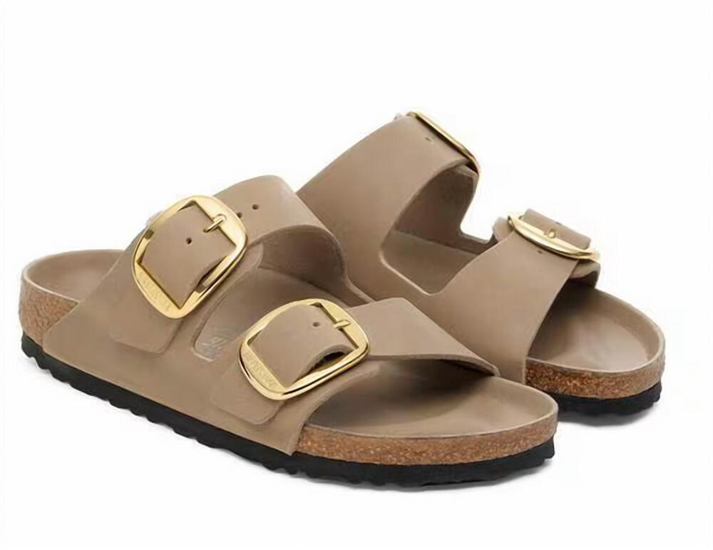 NEW BIRKENSTOCK women's arizona big buckle oiled leather sandals in tobacco brow